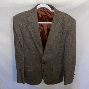 Pagano West Men’s Smoking Jacket Size 38L Brown Wool Going Out Party Event Fun